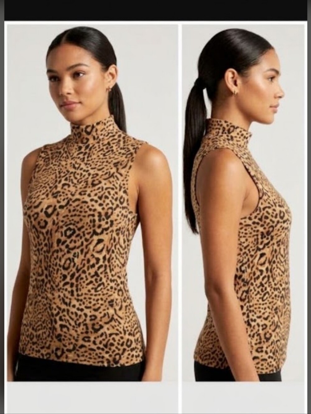 NWT No Boundaries Leopard Print Mock Neck Sleeveless Top Tank Size Large L